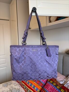 Coach Lavender Signature Canvas Tote